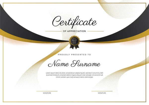 Luxury Gradient Black Gold Achievement Certificate Design Template — ストックベクタ