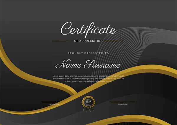 Luxury Gradient Black Gold Achievement Certificate Design Template — Image vectorielle