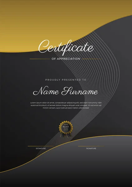 Luxury Gradient Black Gold Achievement Certificate Design Template — Wektor stockowy