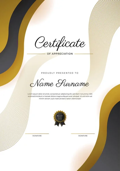 Luxury Gradient Black Gold Achievement Certificate Design Template — Image vectorielle