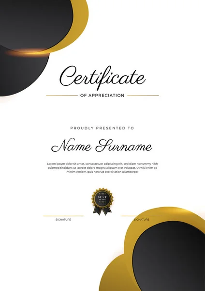 Luxury Gradient Black Gold Achievement Certificate Design Template — 图库矢量图片