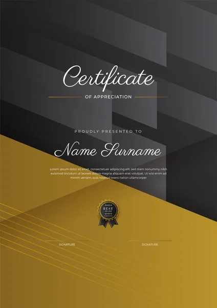 Luxury Gradient Black Gold Achievement Certificate Design Template — Stok Vektör