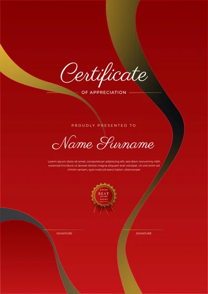 Modern Elegant Red Gold Diploma Certificate Template — Image vectorielle