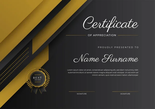 Luxury Gradient Black Gold Achievement Certificate Design Template — ストックベクタ