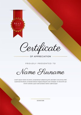 Modern elegant red and gold diploma certificate template