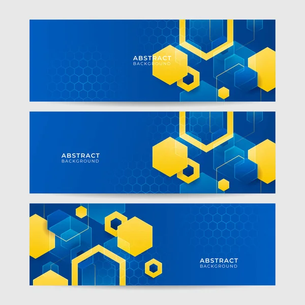 Modern Abstract Blauw Geel Oranje Banner Achtergrond Ontwerp Abstracte Geometrische — Stockvector