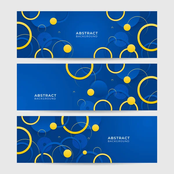 現代抽象的な青黄色のオレンジのバナーの背景デザイン 円の幾何学的背景を抽象化する ベクターイラスト — ストックベクタ
