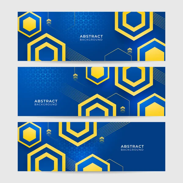 Moderno Astratto Blu Giallo Arancione Banner Sfondo Design Sfondo Geometrico — Vettoriale Stock