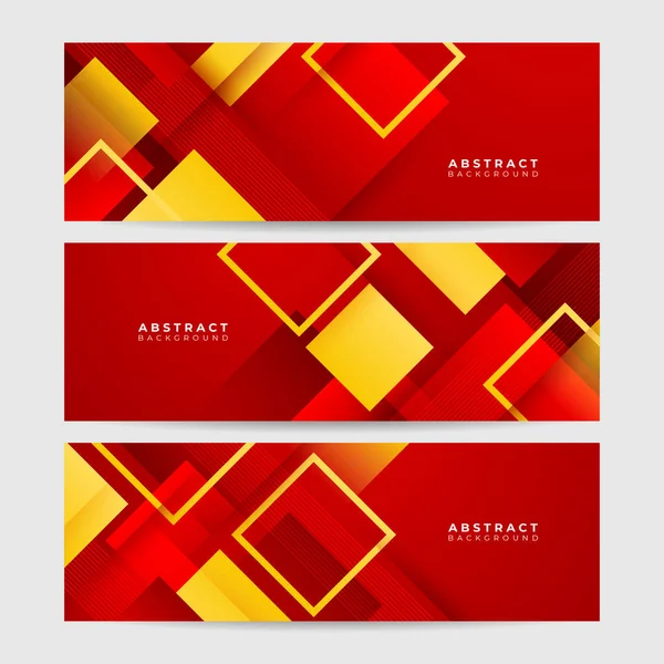 Rood Oranje Geel Abstract Verloop Geometrische Vormen Banner Achtergrond Glans — Stockvector