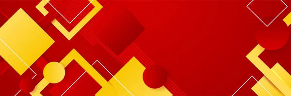 Rojo Naranja Amarillo Gradiente Abstracto Formas Geométricas Banner Fondo Brillo — Vector de stock