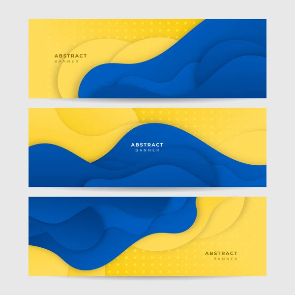 Fondo Banner Azul Con Composición Color Naranja Amarillo Abstracto Vector — Vector de stock