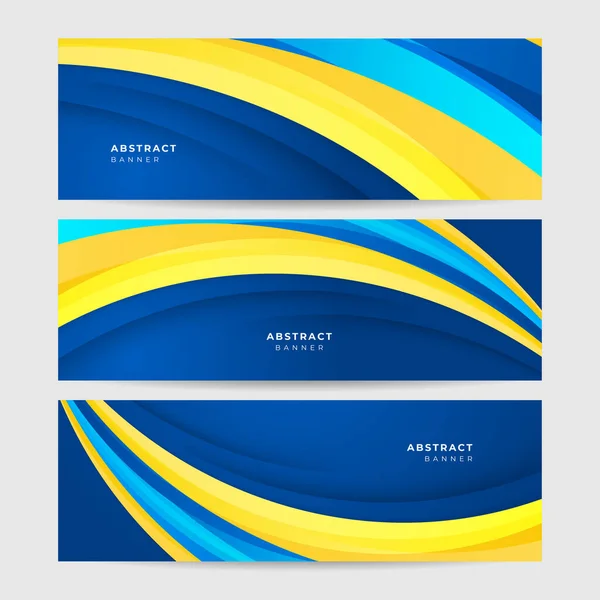 Sfondo Banner Blu Con Composizione Colore Arancione Giallo Astratto Vettore — Vettoriale Stock