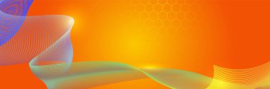 Modern minimal turuncu fütüristik teknoloji bilim arkaplan tasarımı. Soyut turuncu pankart vektör illüstrasyonu. Sarı turuncu vektör soyut grafik tasarımı. Sancak Deseni arkaplan şablonu.