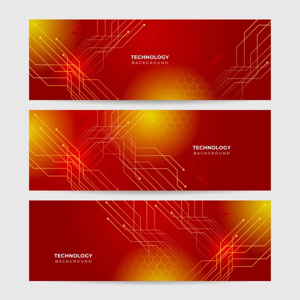 Illustration Vectorielle Modèle Conception Arrière Plan Technologie Bannière Rouge Abstraite — Image vectorielle