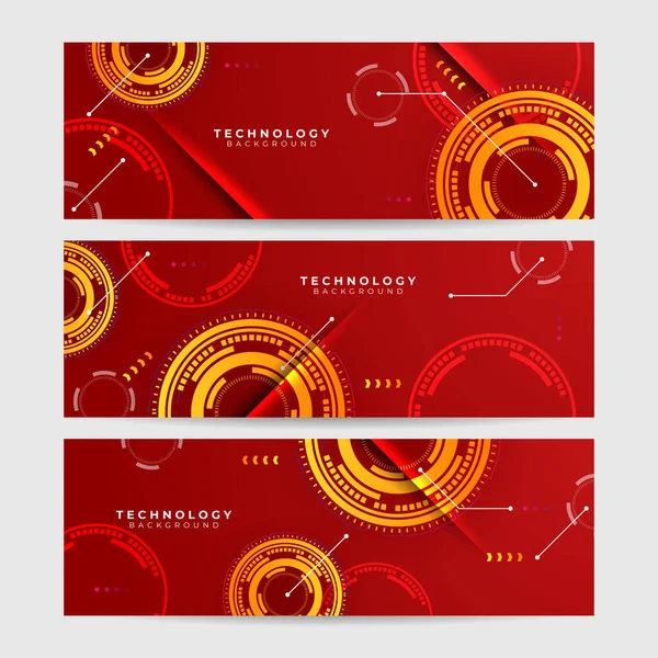 Bannière Conception Colorée Rouge Abstraite Numérique Technologie Futuriste Fond Bannière — Image vectorielle