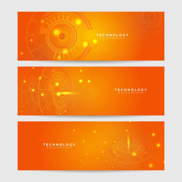 Modernes Minimalistisches Futuristisches Technologie Hintergrunddesign Orange Abstrakte Orangefarbene Bannervektorillustration Gelb — Stockvektor