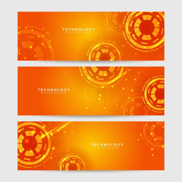 Modernes Minimalistisches Futuristisches Technologie Hintergrunddesign Orange Abstrakte Orangefarbene Bannervektorillustration Gelb — Stockvektor