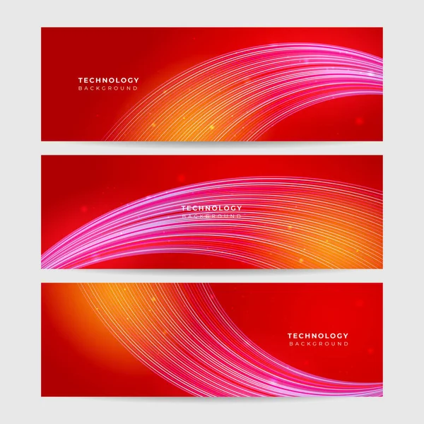 Banner Diseño Colorido Abstracto Digital Tecnología Futurista Fondo Banner Rojo — Vector de stock
