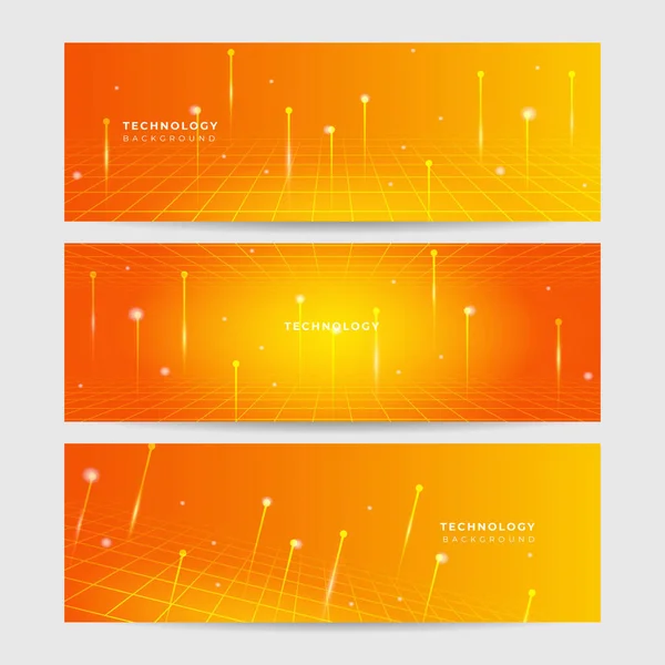 Сучасний Барвистий Шаблон Банерів Жовтий Помаранчевий Банерний Дизайн Футуристичні Технології — стоковий вектор