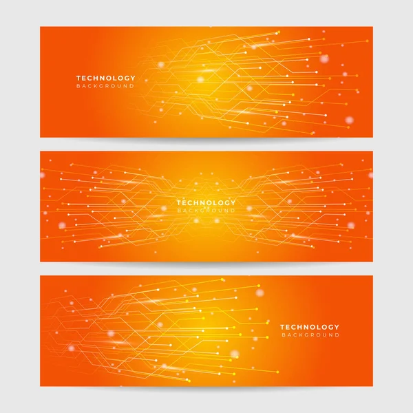 Modèle Bannière Colorée Moderne Conception Bannière Jaune Orange Technologie Futuriste — Image vectorielle