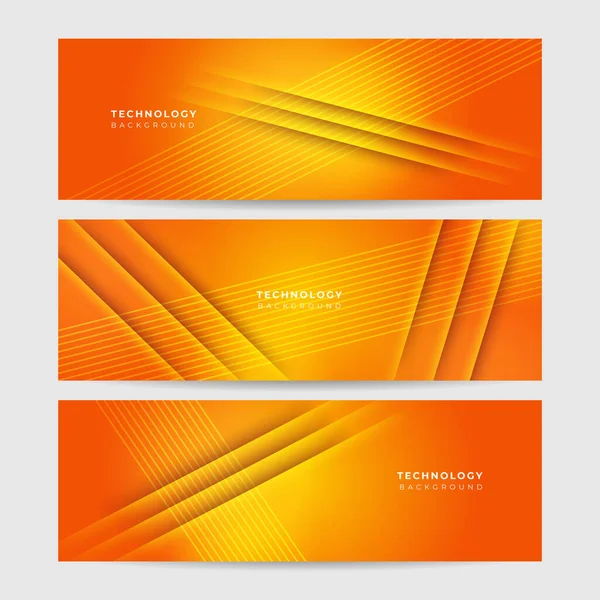 Moderne Bunte Banner Vorlage Gelbe Und Orangefarbene Banner Futuristische Technologiewissenschaftliche — Stockvektor