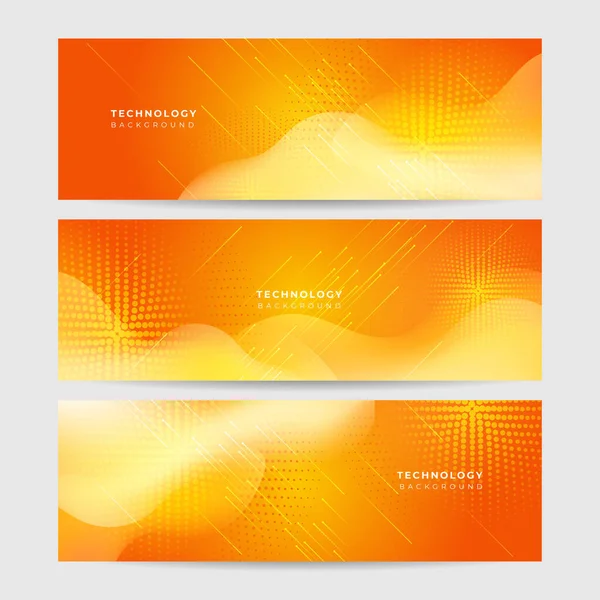 Moderne Bunte Banner Vorlage Gelbe Und Orangefarbene Banner Futuristische Technologiewissenschaftliche — Stockvektor