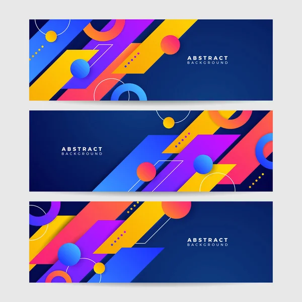 Set Astratto Colorato Poligono Geometrico Banner Design Modello Sfondo Vettore — Vettoriale Stock