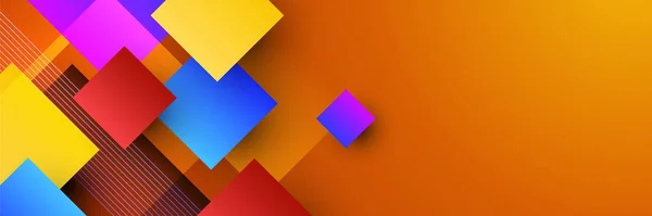 Abstrait Rouge Orange Jaune Bleu Coloré Fond Bannière Géométrique Modèle — Image vectorielle
