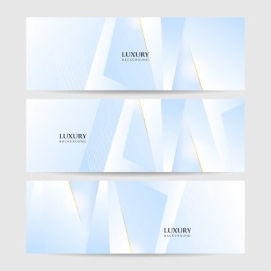 Açık mavi ve beyaz altın pankart seti
