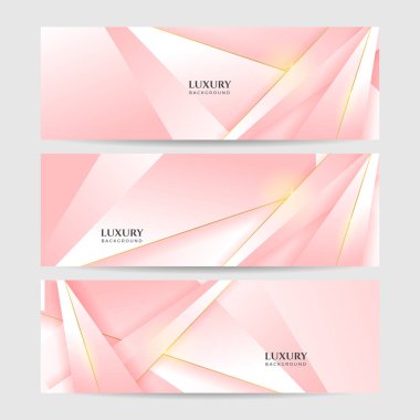 Modern açık pembe ve altın soyut arka plan. Soyut geometrik şekil, sunum tasarımı için ışık ve gölge katmanlı pembe altın arkaplan.