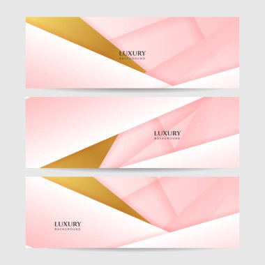 Modern açık pembe ve altın soyut arka plan. Soyut geometrik şekil, sunum tasarımı için ışık ve gölge katmanlı pembe altın arkaplan.