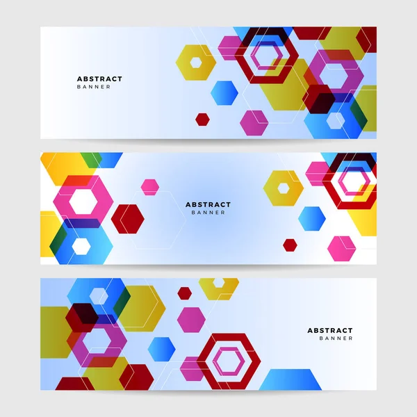 Set Abstract Geometric Colorful Banner Background Vector Abstract Graphic Design — Stock Vector