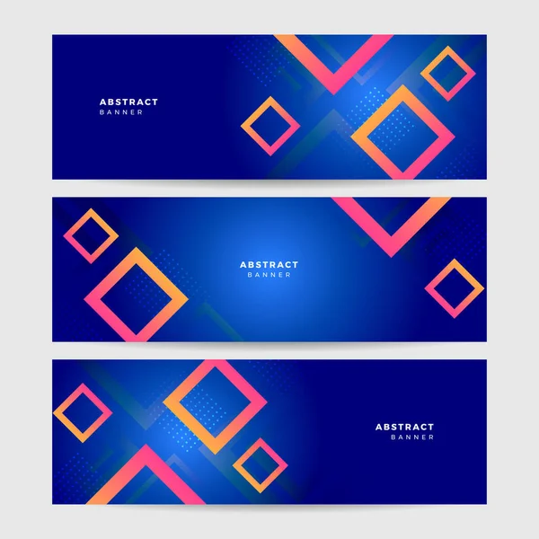 Set Abstract Blue Orange Geometric Colorful Banner Background Vector Abstract — Stock Vector