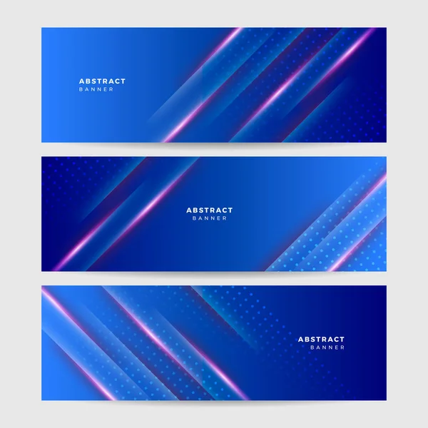 Set Von Abstrakten Blau Orange Geometrischen Bunten Banner Hintergrund Vektor — Stockvektor