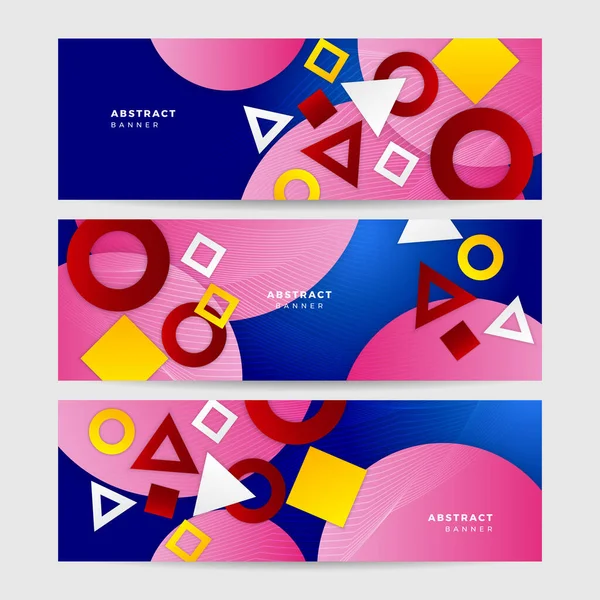 Ensemble Fond Abstrait Bannière Géométrique Colorée Modèle Vectoriel Abstrait Motif — Image vectorielle