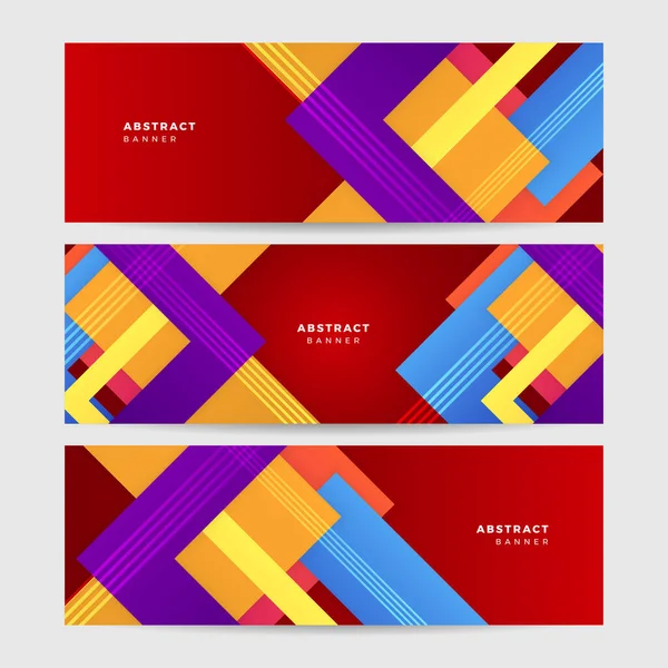 Abstract Red Orange Yellow Blue Banner Background Dynamic Colorful Vibrant — Stock Vector