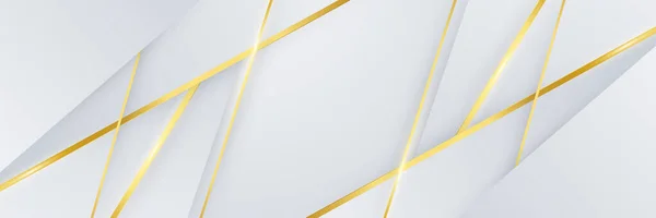 Абстрактные Белые Золотые Линии Баннерного Фона Абстрактная Геометрическая Форма Фоне — стоковый вектор