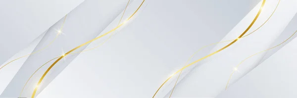 Абстрактные Белые Золотые Линии Баннерного Фона Абстрактная Геометрическая Форма Фоне — стоковый вектор