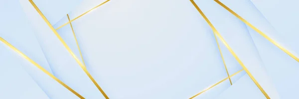 抽象的なライトブルーの白とゴールドのバナーの背景 ベクターイラスト — ストックベクタ