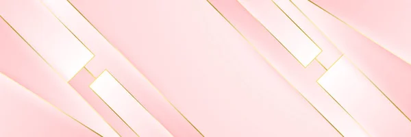 现代浅粉色和金色的抽象背景 具有光影三维层状几何形状粉红金背景的演示设计 — 图库矢量图片