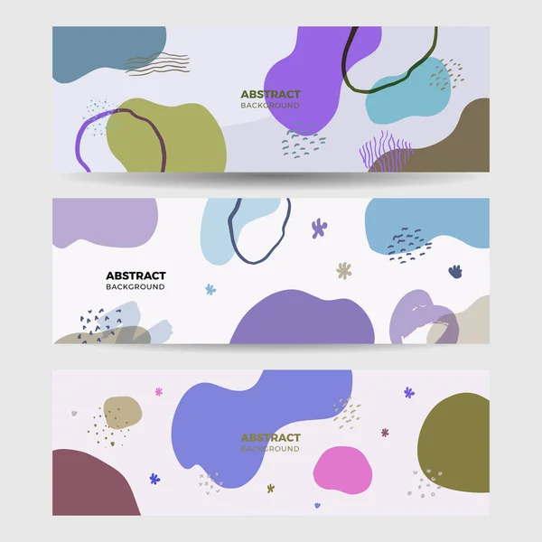 Beautiful Pastel Social Media Banner Template Minimal Abstract Organic Shapes — Stock Vector