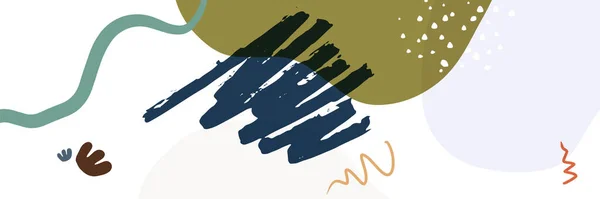 Schöne Pastellfarbene Social Media Banner Vorlage Mit Minimalen Abstrakten Organischen — Stockvektor