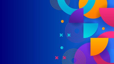 Parlak kırmızı mavi sarı dinamik soyut arkaplan. Modern limon turuncu rengi. Satış, etkinlik, tatil, parti, cadılar bayramı, doğum günü, düşüş için yeni iş afişi. Hızlı hareket eden 3d çizgileri yumuşak gölge