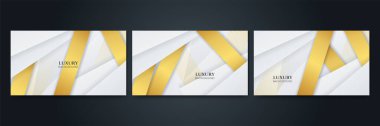 Modern, zarif, beyaz ve altın soyut tasarım seti. Vektör soyut grafik tasarım sancak deseni sunum arkaplan şablonu.