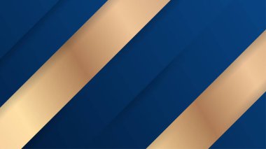 Soyut şablon koyu mavi premium arka plan lüks üçgenler ve altın ışıklandırma çizgileri.