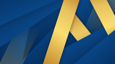 Soyut çokgen desenli lüks altın rengi koyu mavi