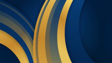 Lüks koyu mavi boyut arka planında metal desenler. Renkli altın parıltılar, yarım ton dokuda parlak altın elementler var. Modern vektör tasarım şablonu.