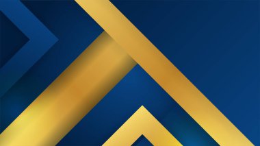 Soyut şablon koyu mavi premium arka plan lüks üçgenler ve altın ışıklandırma çizgileri