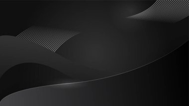 Geometrik grafik elementlerle soyut koyu arkaplan çizimi