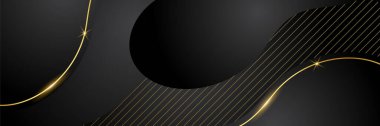 Altın çizgileri olan siyah ve altın soyut pankart